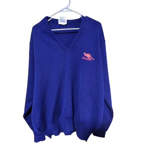 HySport International Wool Sweater Mens Sz 22 (XL) Vintage Navy W/Australia Logo - Picture 1 of 5